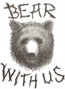 Bear With Us ballpoint pen ink sketch by Ralph Perrine June 2012.